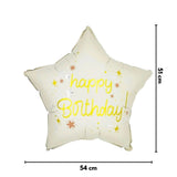 Beyaz  Happy Birthday Yazılı Yıldız Balon