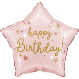 Pembe  Happy Birthday Yazılı Yıldız Balon