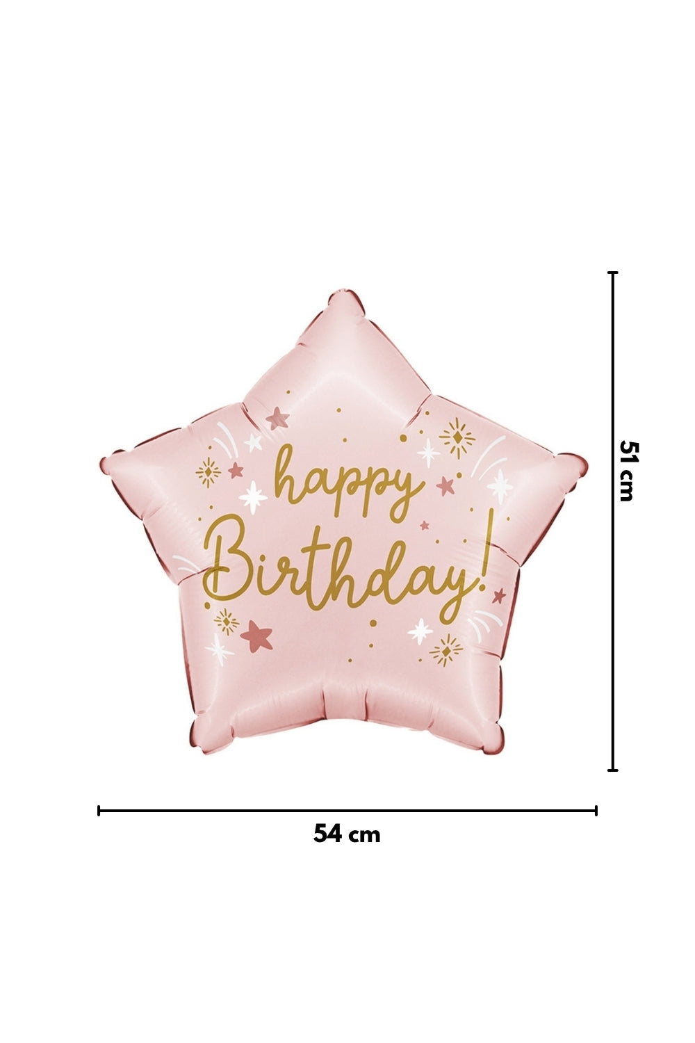 Pembe  Happy Birthday Yazılı Yıldız Balon