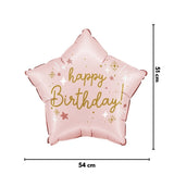 Pembe  Happy Birthday Yazılı Yıldız Balon