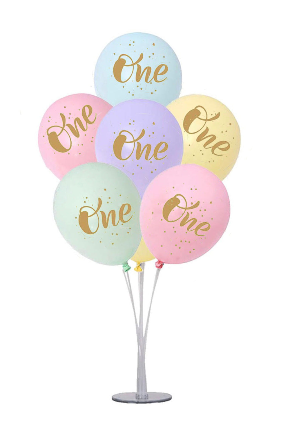Çok Renkli  Standlı 7'li One Balon Set