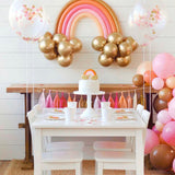 Altın  Makaron Gökkuşağı Balon Set
