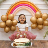 Altın  Makaron Gökkuşağı Balon Set