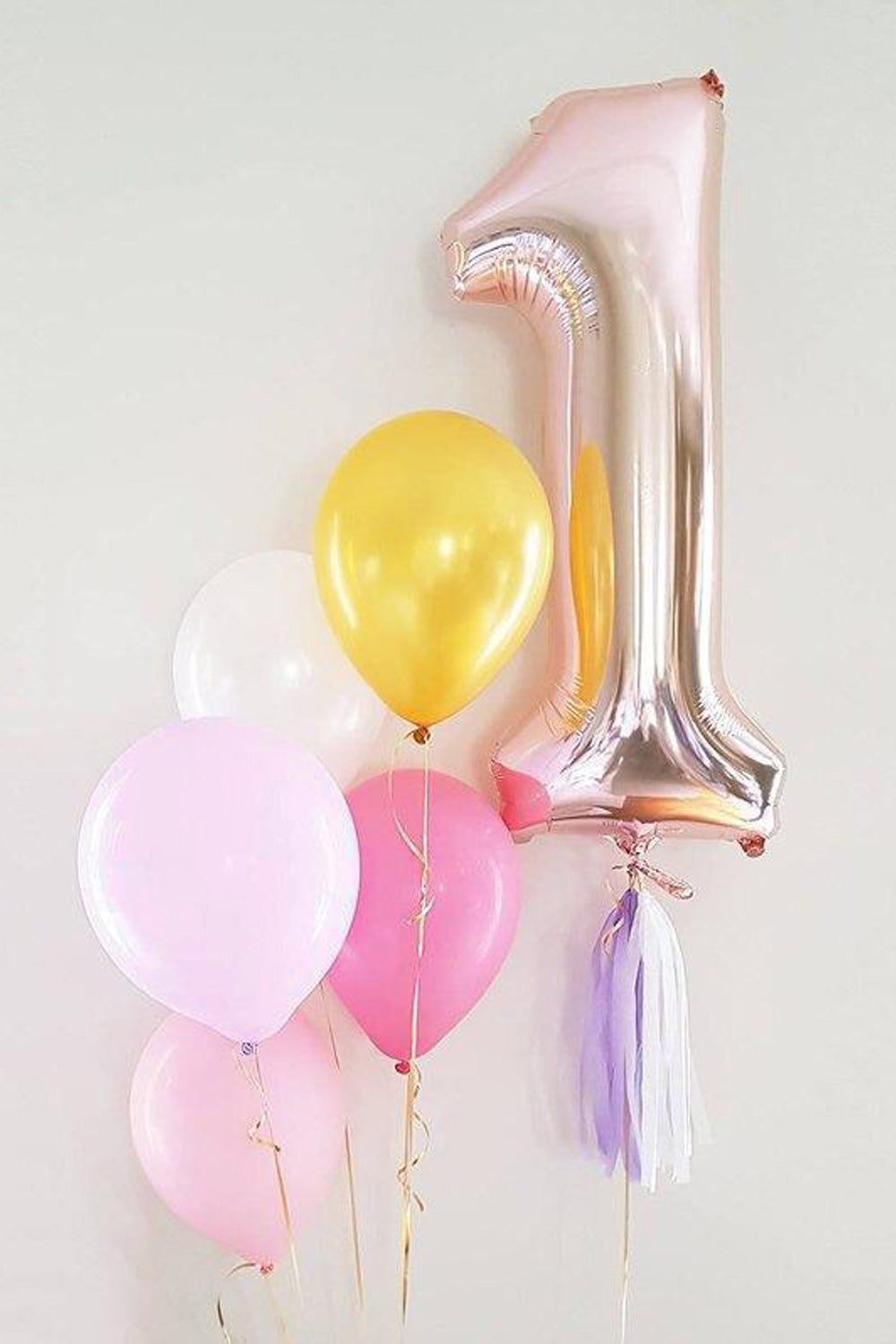 Rose  1 Rakamı Püsküllü Balon Set