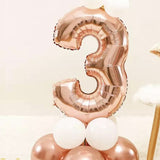 Rose  3 Rakamı Taçlı Balon Set
