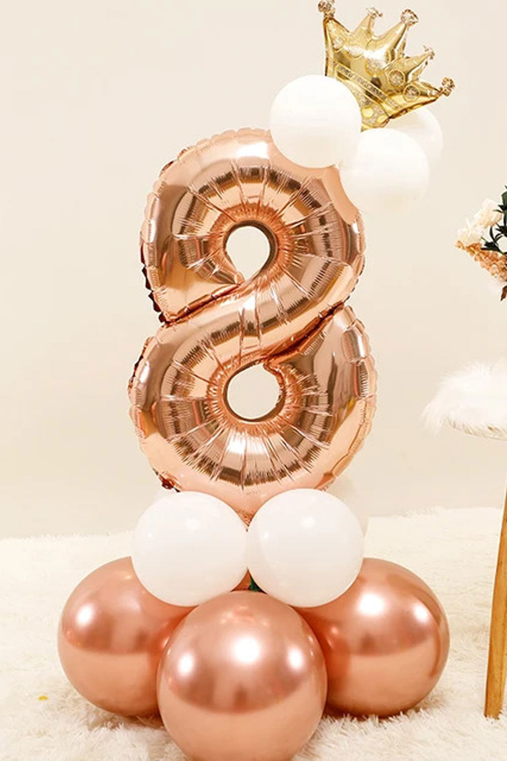 Rose  8 Rakamı Taçlı Balonlu Set