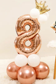 Rose  8 Rakamı Taçlı Balonlu Set
