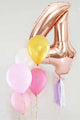 Rose  4 Rakamı Püsküllü Balon Set