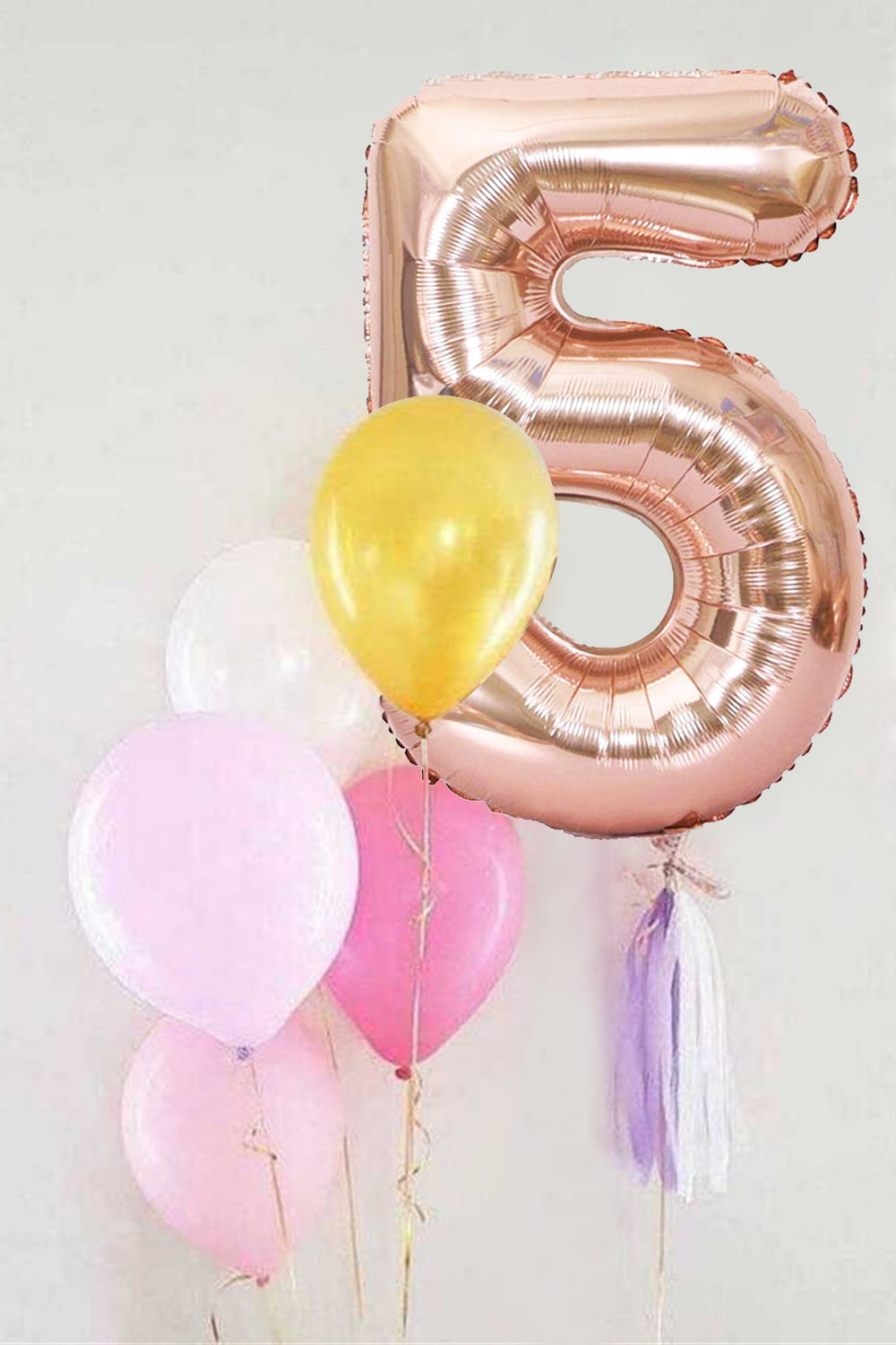 Rose  5 Rakamı Püsküllü Balon Set