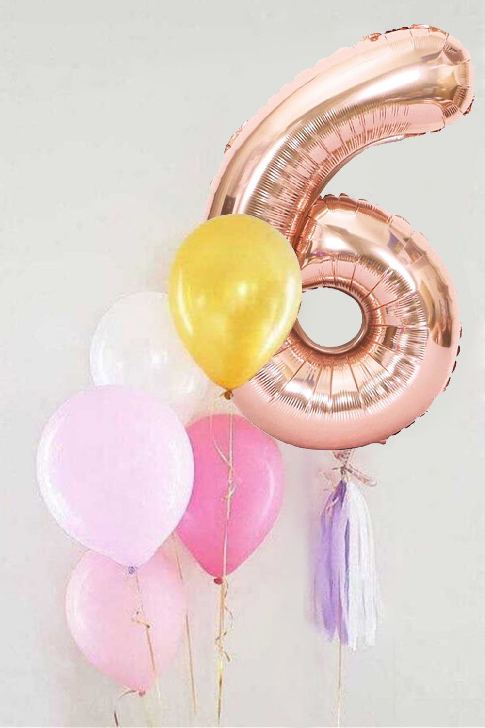 Rose  6 Rakamı Püsküllü Balon Set