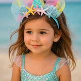 Mavi  Deniz Kızı Kuyruğu Figürlü Kız Çocuk Taç