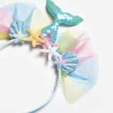 Mavi  Deniz Kızı Kuyruğu Figürlü Kız Çocuk Taç