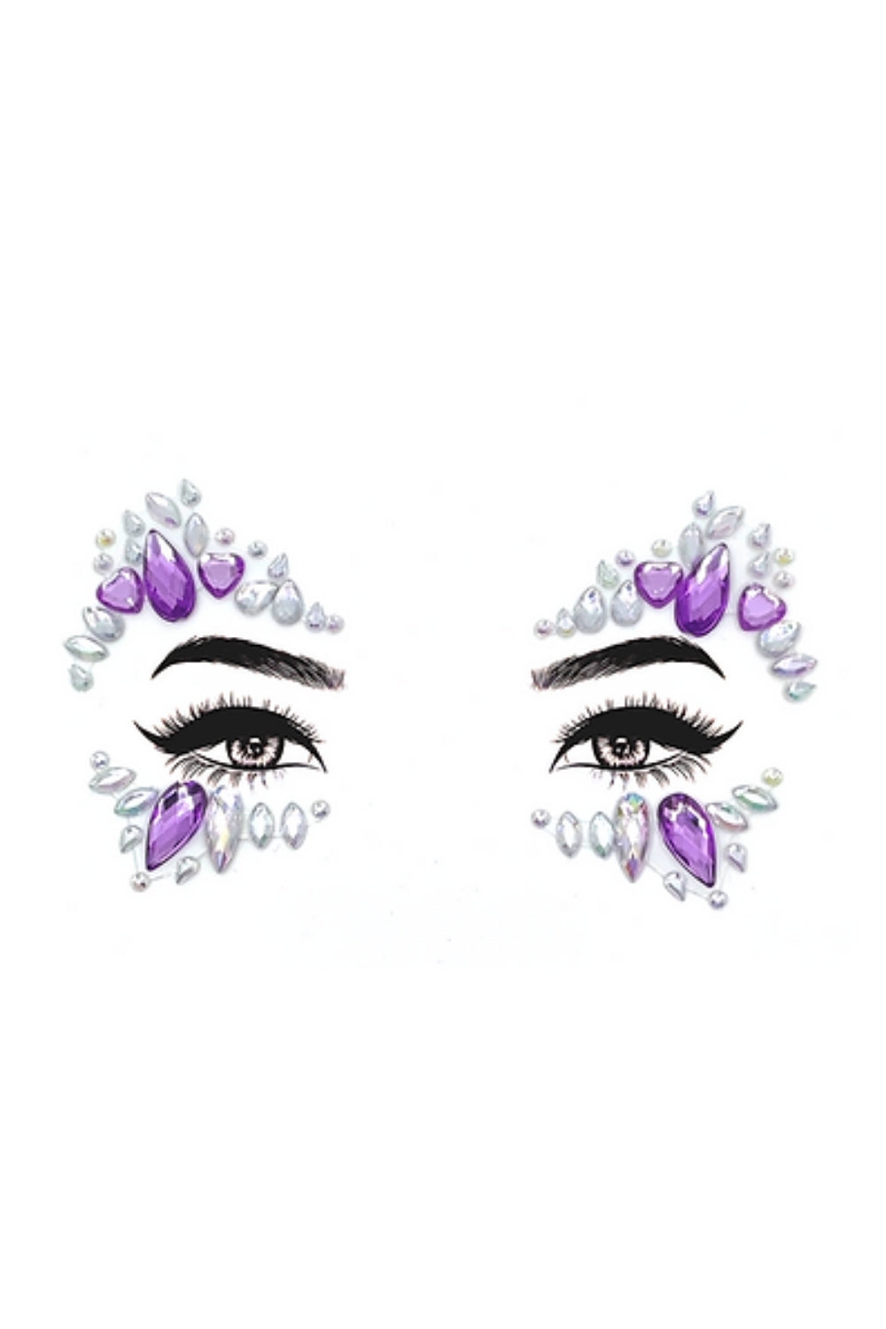 Lila Kalp ve Zümrüt Desenli Kız Çocuk Yüz Sticker