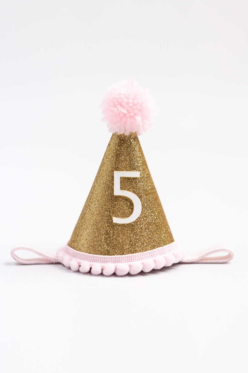 Pembe  5 Yaş Ponponlu Huni Doğum Günü Tacı