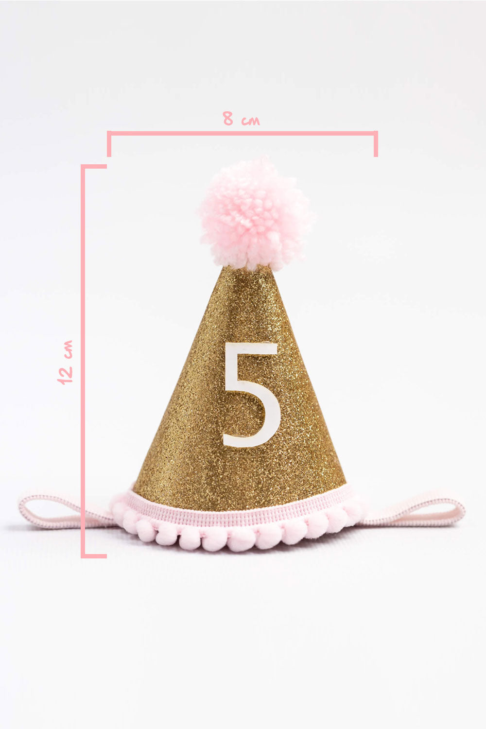 Pembe  5 Yaş Ponponlu Huni Doğum Günü Tacı