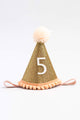 Salmon 5 Year Old Pompom Cone Birthday Crown 
