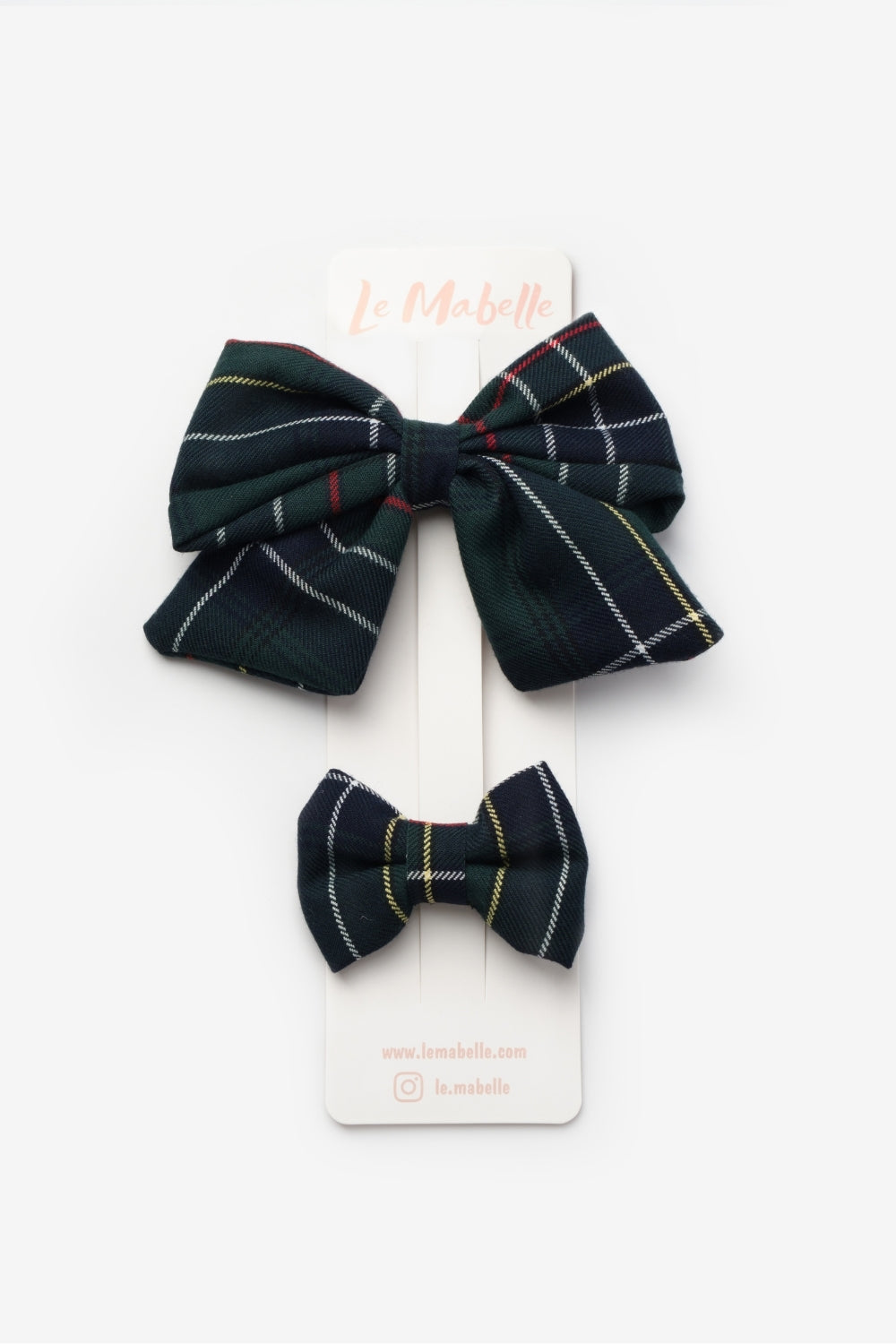 Yeşil  Ekose Fiyonk Anne Kız Toka Set