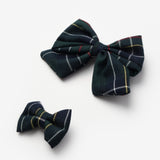 Yeşil  Ekose Fiyonk Anne Kız Toka Set