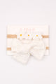 Ecru Scallop Bow Knit Flower 2-Piece Girls Hairband Set