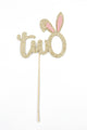 Two Gold Bunny Ear Cake Toppers