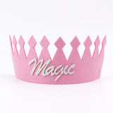 Lila  Simli Magic Yazılı Taç ve Asa Set