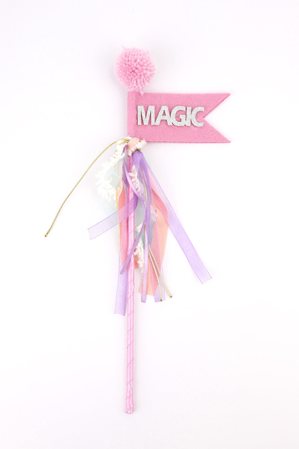 Lila  Simli Magic Yazılı Taç ve Asa Set