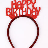 Kırmızı  Simli Eva Happy Birthday Kız Çocuk Taç