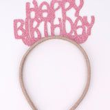 Pembe  Simli Eva Happy Birthday Kız Çocuk Taç