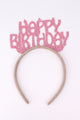 Pembe  Simli Eva Happy Birthday Kız Çocuk Taç