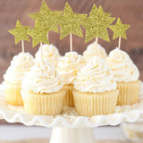 Altın  Happy Birthday Yıldız Pasta Süsü