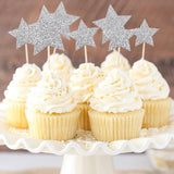Gümüş  Happy Birthday Yıldız Pasta Süsü