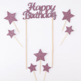 Lila  Happy Birthday Yıldız Pasta Süsü