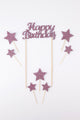 Lila  Happy Birthday Yıldız Pasta Süsü