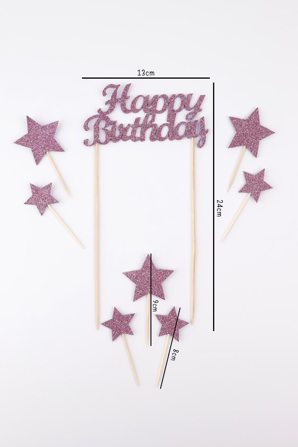 Lila  Happy Birthday Yıldız Pasta Süsü