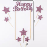 Lila  Happy Birthday Yıldız Pasta Süsü