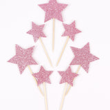 Pembe  Happy Birthday Yıldız Pasta Süsü