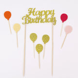 Altın  Happy Birthday Balon Pasta Süsü