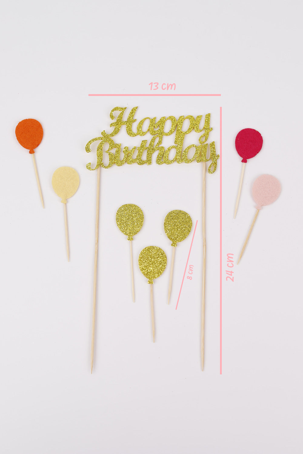 Altın  Happy Birthday Balon Pasta Süsü