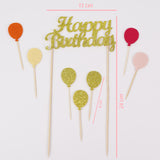 Altın  Happy Birthday Balon Pasta Süsü