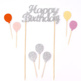 Gümüş  Happy Birthday Balon Pasta Süsü