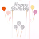 Gümüş  Happy Birthday Balon Pasta Süsü