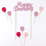 Pembe  Happy Birthday Balon Pasta Süsü