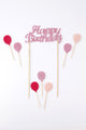 Pink Happy Birthday Balloon Cake Decoration