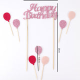 Pembe  Happy Birthday Balon Pasta Süsü