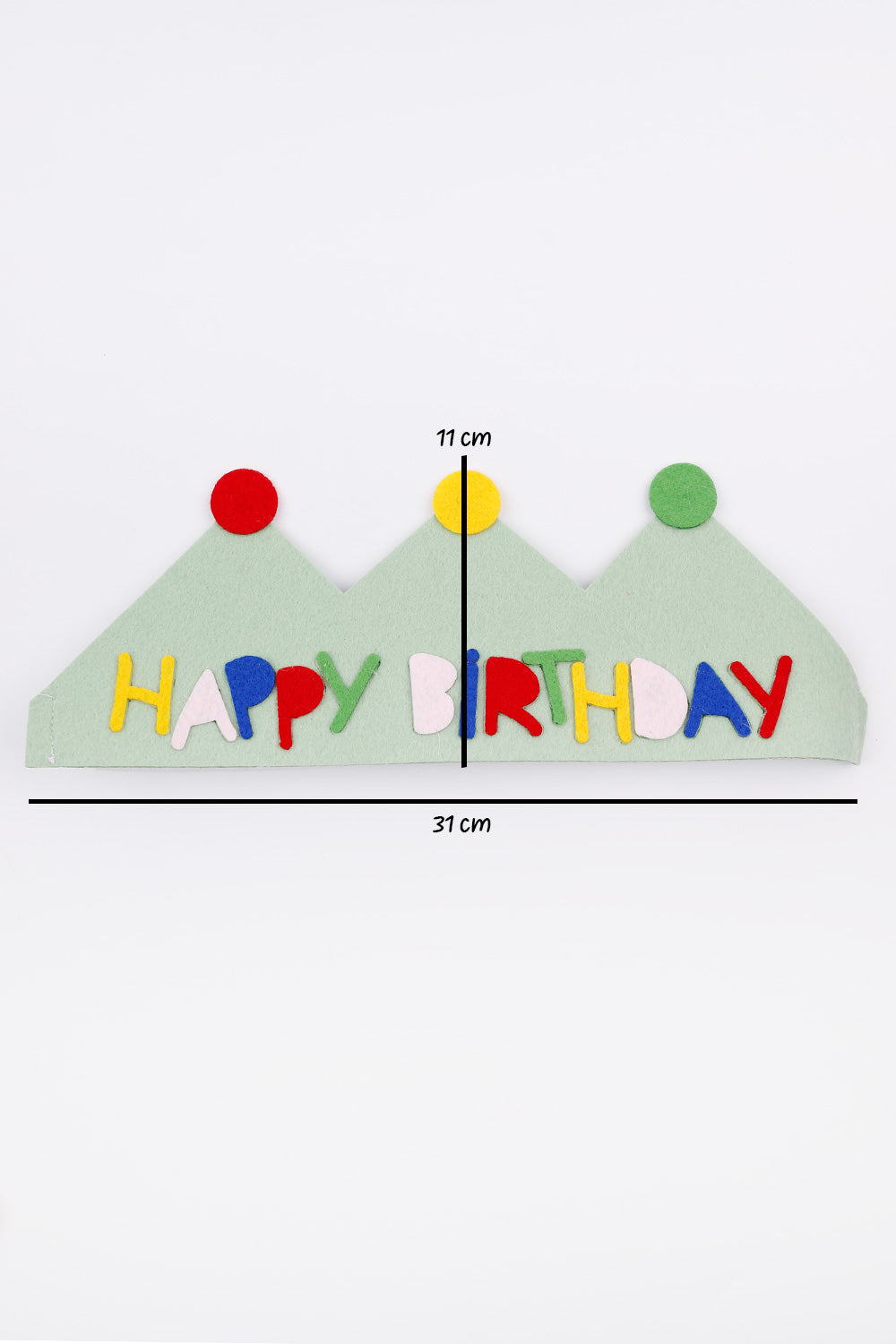 Yeşil  Lastikli Keçe Happy Birthday Taç