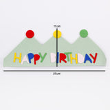Yeşil  Lastikli Keçe Happy Birthday Taç