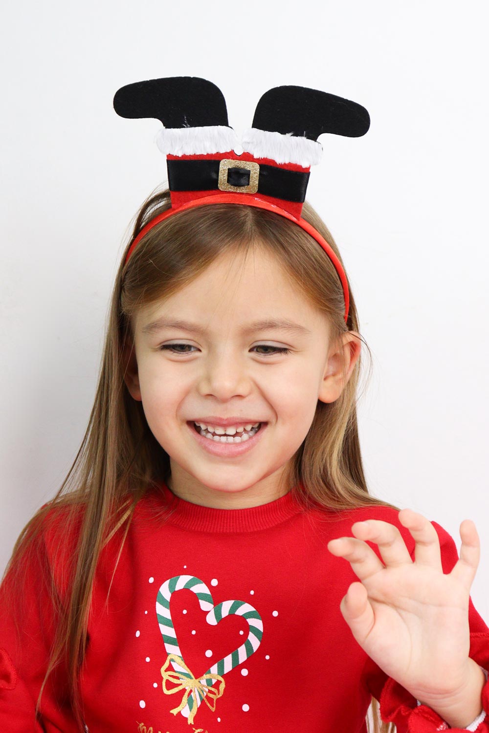 Kırmızı  Noel Baba Çizmeli Kız Çocuk Taç