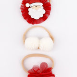 Ekru  Ponponlu Noel Baba 3'lü Saç Bandı Set