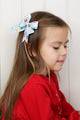 Blue Candy Cane Patterned 2-Piece Girls' Bow Clip Hairpin