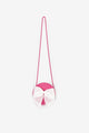 Fuchsia and White Bow Girl's Straw Bag